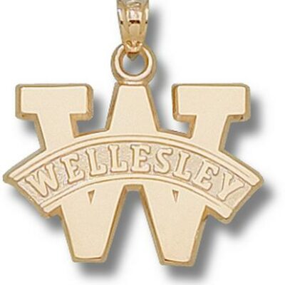 Wellesley College Blue "W Wellesley" 5/8" Pendant - 10KT Gold Jewelry