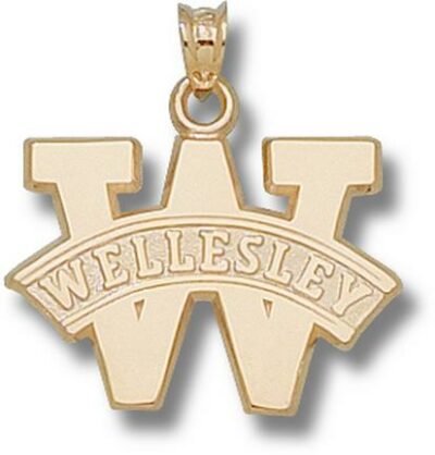 Wellesley College Blue "W Wellesley" 5/8" Pendant - 10KT Gold Jewelry