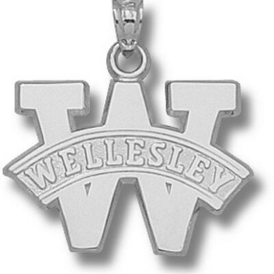 Wellesley College Blue "W Wellesley" 5/8" Pendant - Sterling Silver Jewelry