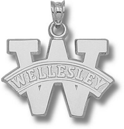 Wellesley College Blue "W Wellesley" 5/8" Pendant - Sterling Silver Jewelry