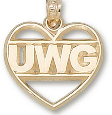 West Georgia Wolves "UWG with Heart" Pendant - 10KT Gold Jewelry