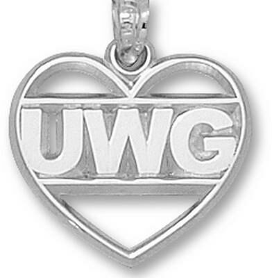 West Georgia Wolves "UWG with Heart" Pendant - Sterling Silver Jewelry