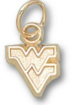 West Virginia Mountaineers Outlined "WV" 1/4" Charm - 14KT Gold Jewelry