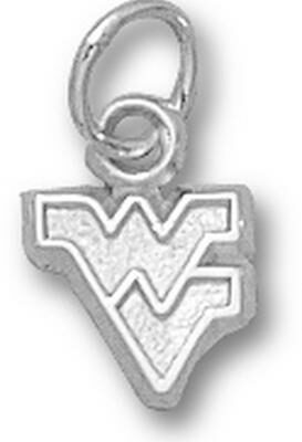 West Virginia Mountaineers Outlined "WV" 1/4" Charm - Sterling Silver Jewelry