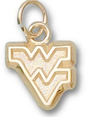 West Virginia Mountaineers Outlined "WV" 3/8" Charm - 14KT Gold Jewelry