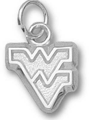 West Virginia Mountaineers Outlined "WV" 3/8" Charm - Sterling Silver Jewelry