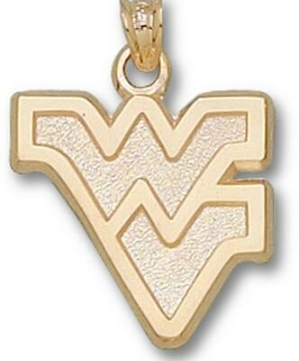 West Virginia Mountaineers Outlined "WV" 5/8" Pendant - 14KT Gold Jewelry