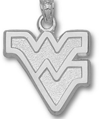 West Virginia Mountaineers Outlined "WV" 5/8" Pendant - Sterling Silver Jewelry