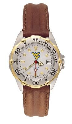 West Virginia Mountaineers "WV" All Star Watch with Leather Band - Women's