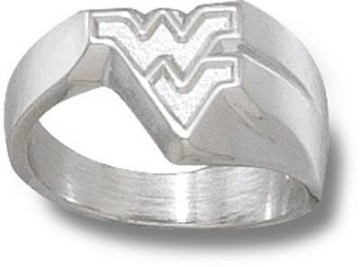 West Virginia Mountaineers "WV" Ladies' Ring Size 6 1/2 - Sterling Silver Jewelry