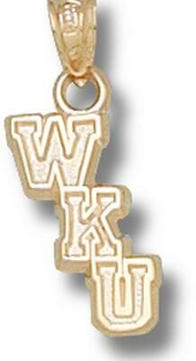 Western Kentucky Hilltoppers Cascading "WKU" 1/2" Pendant - 10KT Gold Jewelry