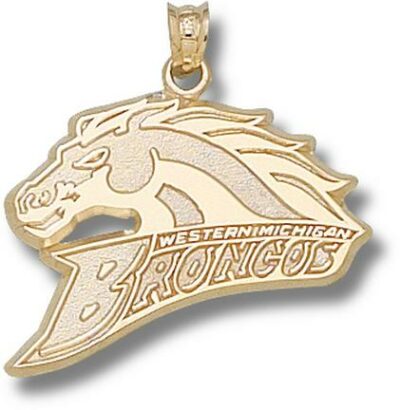 Western Michigan Broncos "Broncos Logo" 5/8" Pendant - 14KT Gold Jewelry