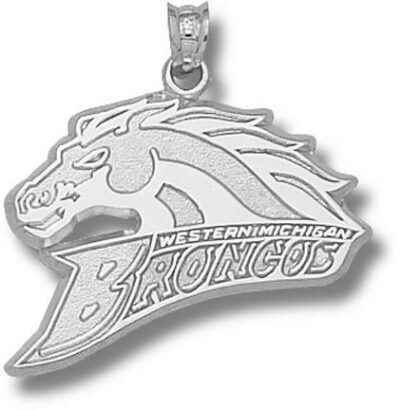 Western Michigan Broncos "Broncos Logo" 5/8" Pendant - Sterling Silver Jewelry