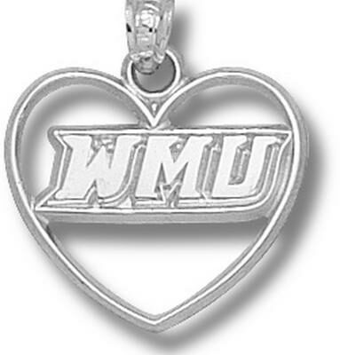 Western Michigan Broncos "WMU" Heart Pendant - Sterling Silver Jewelry