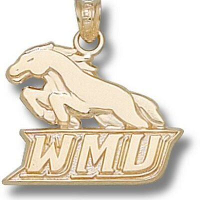 Western Michigan Broncos "WMU with Bronco" 5/8" Pendant - 10KT Gold Jewelry