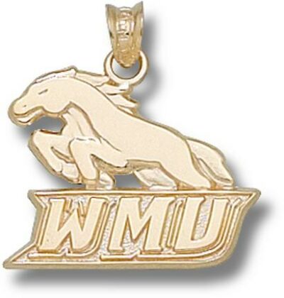 Western Michigan Broncos "WMU with Bronco" 5/8" Pendant - 10KT Gold Jewelry