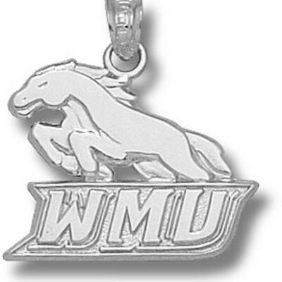 Western Michigan Broncos "WMU with Bronco" 5/8" Pendant - Sterling Silver Jewelry