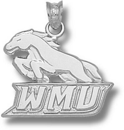 Western Michigan Broncos "WMU with Bronco" 5/8" Pendant - Sterling Silver Jewelry