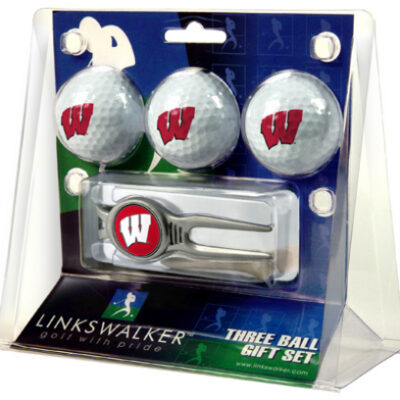 Wisconsin Badgers 3 Ball Golf Gift Pack with Kool Tool