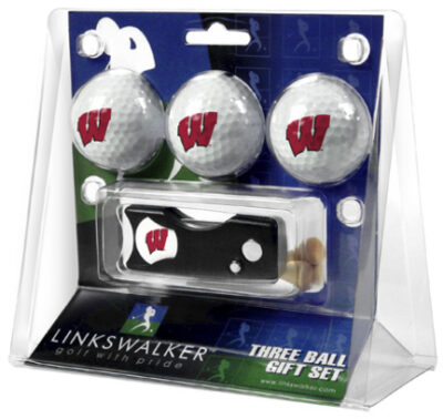 Wisconsin Badgers 3 Golf Ball Gift Pack with Spring Action Tool