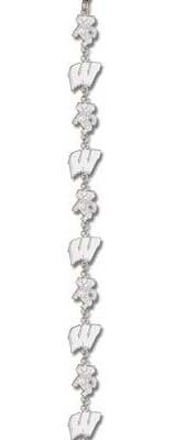 Wisconsin Badgers Alternating "W and Bucky" 7.5" Bracelet - Sterling Silver Jewelry