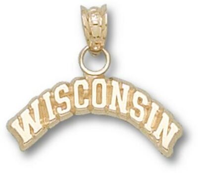 Wisconsin Badgers Arched "Wisconsin" Pendant - 10KT Gold Jewelry