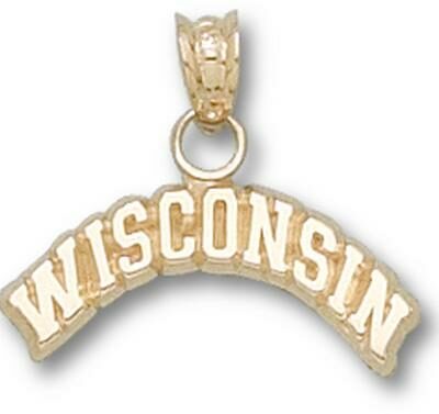 Wisconsin Badgers Arched "Wisconsin" Pendant - 10KT Gold Jewelry