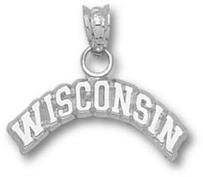 Wisconsin Badgers Arched "Wisconsin" Pendant - Sterling Silver Jewelry