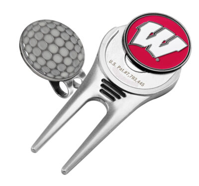 Wisconsin Badgers Divot Tool Hat Clip with Golf Ball Marker (Set of 2)