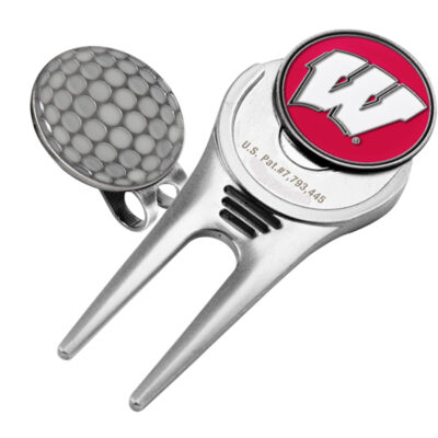 Wisconsin Badgers Divot Tool Hat Clip with Golf Ball Marker (Set of 2)