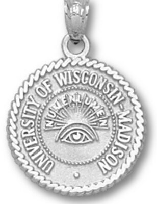 Wisconsin Badgers "Seal" Pendant - Sterling Silver Jewelry