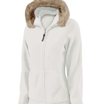 Women's Faux Fur Trimmed Fleece Hoodie Jacket from Charles River Apparel