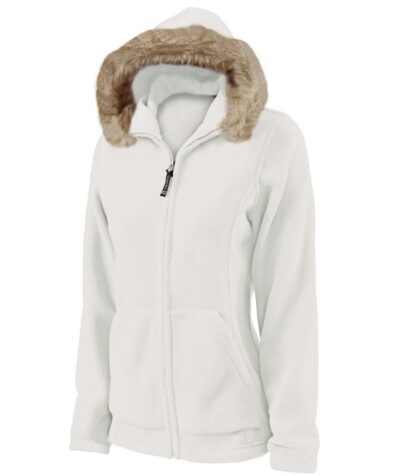 Women's Faux Fur Trimmed Fleece Hoodie Jacket from Charles River Apparel