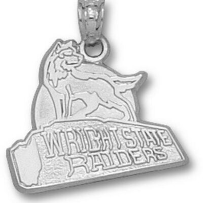 Wright State Raiders "Raiders with Wolf" Pendant - Sterling Silver Jewelry