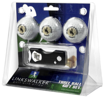 Wyoming Cowboys 3 Golf Ball Gift Pack with Spring Action Tool