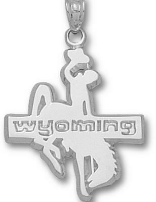 Wyoming Cowboys "Wyoming with Cowboy" 7/8" Pendant - Sterling Silver Jewelry