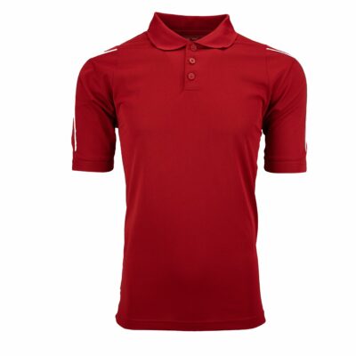 adidas Men's ClimaLite 3-Stripes Cuff Polo Power Red/White S