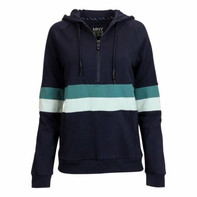 Marc New York Women's 1/4 Zip Rib Stripe Hoodie